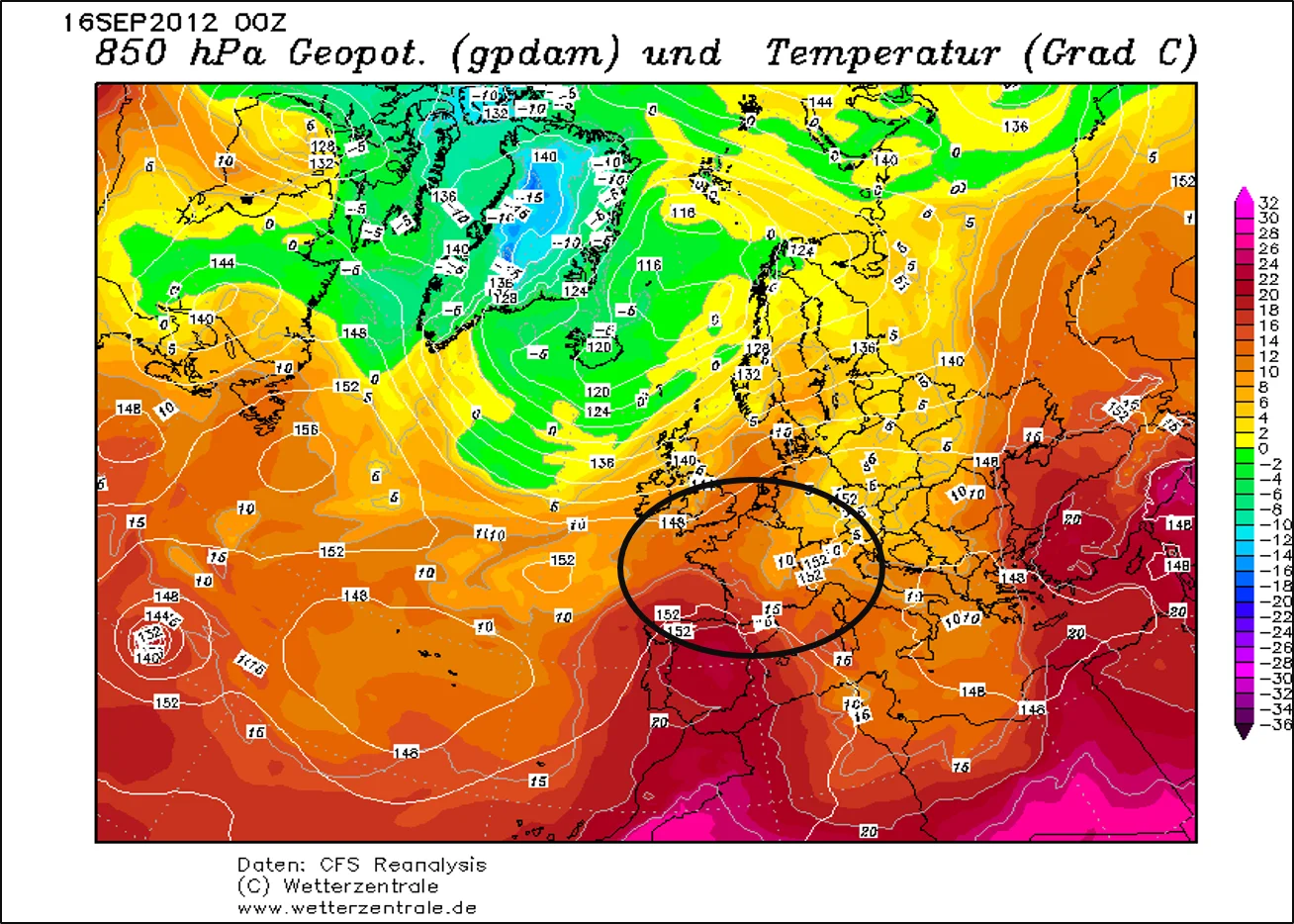 Temperature 850hpa geopotential 16sept2012